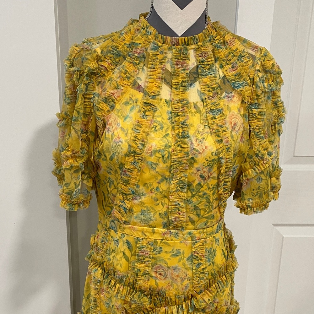 Mac Duggal Yellow Floral Dress